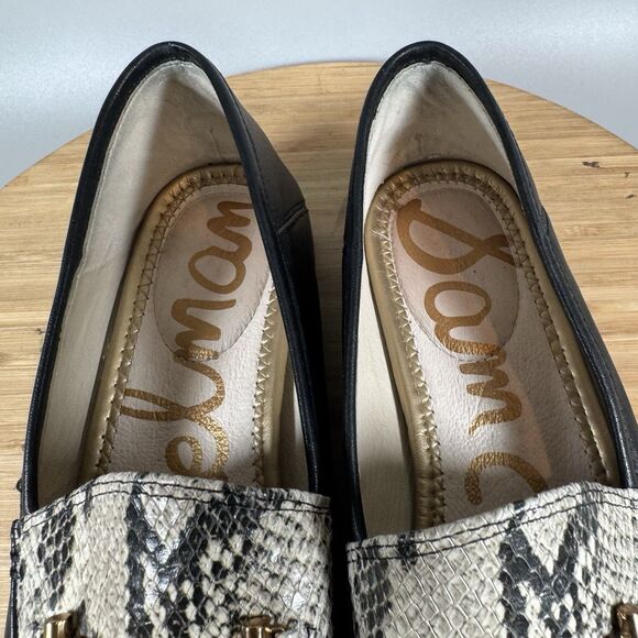 Sam Edelman Lior Horsebit Buckle‎ Loafers Womens 7.5 Black Snake Leather Shoes - Picture 7 of 8
